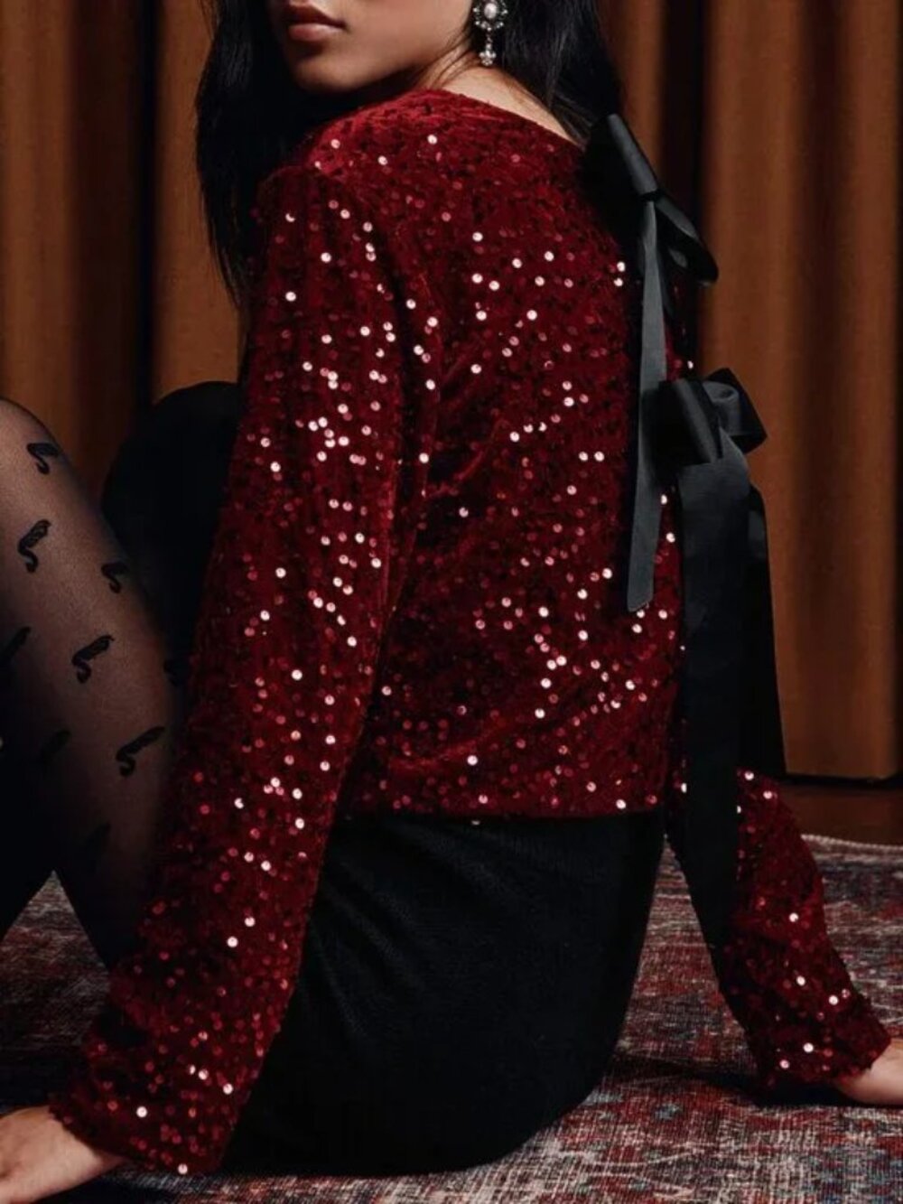 NWT Big-bow sequined blouse Made in Italy